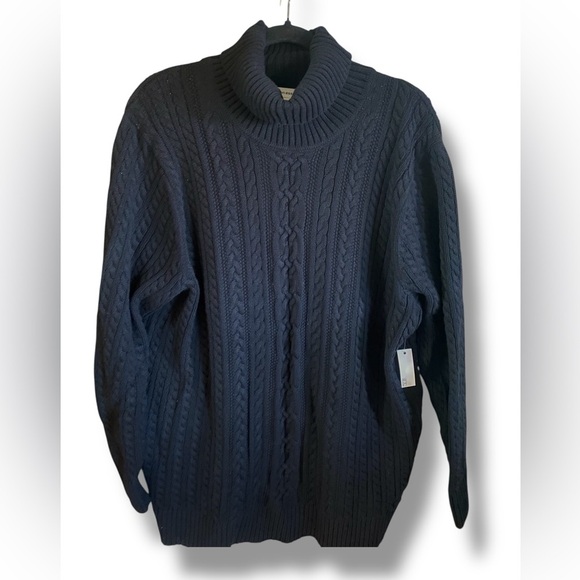 Cable Knit Turtleneck Cardigan Sweater Pullover Black Big Tall Men Size 2X NWT - Picture 6 of 10